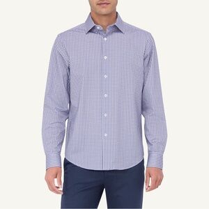 Bugatchi James OoohCotton Shaped Fit Checker Button-Up Shirt Purple/White M
